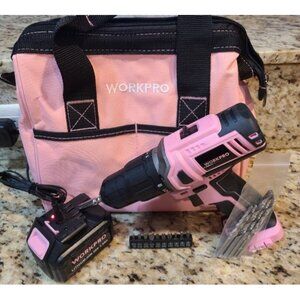 Pink Cordless 20V Lithium-ion Drill Driver Set 1 Battery Charger and Storage Bag
